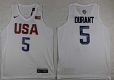 USA 5 Kevin Durant White 2016 Olympic Basketball Team Jersey,baseball caps,new era cap wholesale,wholesale hats